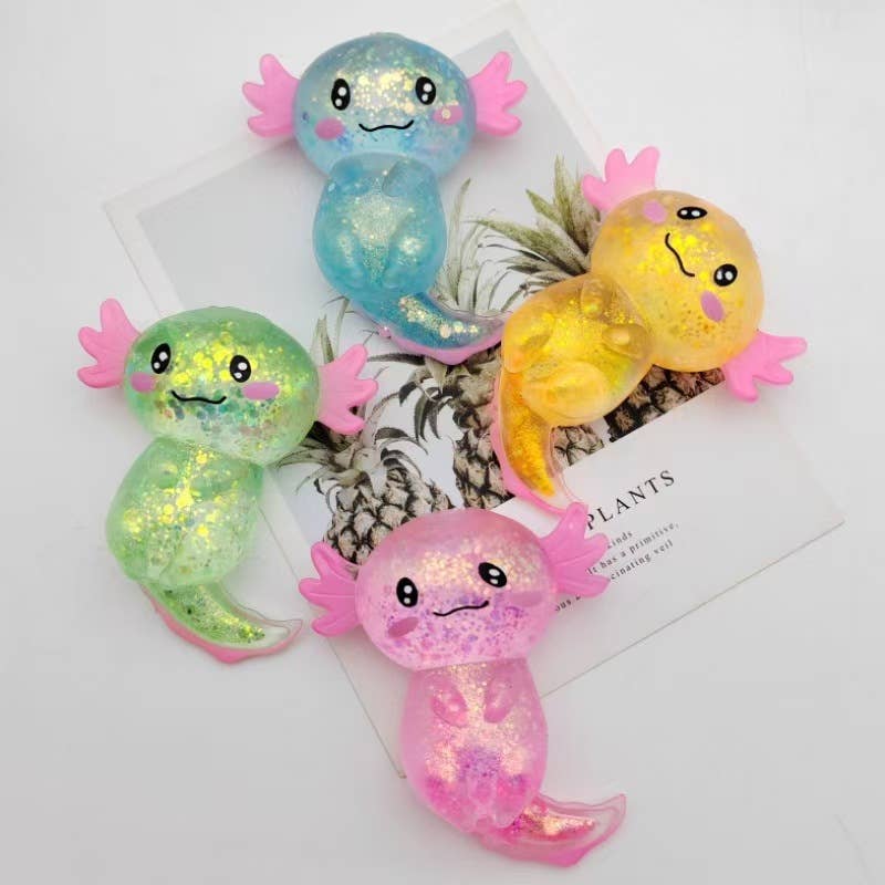 Kawaii Glitter Axolotl Squishy Toy